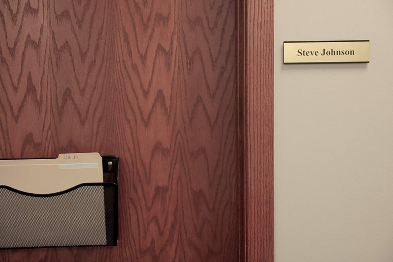 ExcelMark 2"x 8"Aluminum Wall Mounted Name Plate Holder - Set of 5 - Office Business Door Sign Holder - Wall or Door - Black - Image 5